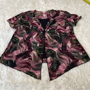 CHRISTOPHER &BANKS WOMENS TOP,SIZE XL PURPLE GREEN BLACK  COLOR